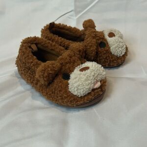 Wonder Nation Sz 5 Children’s Puppy Slippers Brown And White House Shoes